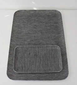 Homewares Fog Linen Tray | Grey And White Stripe