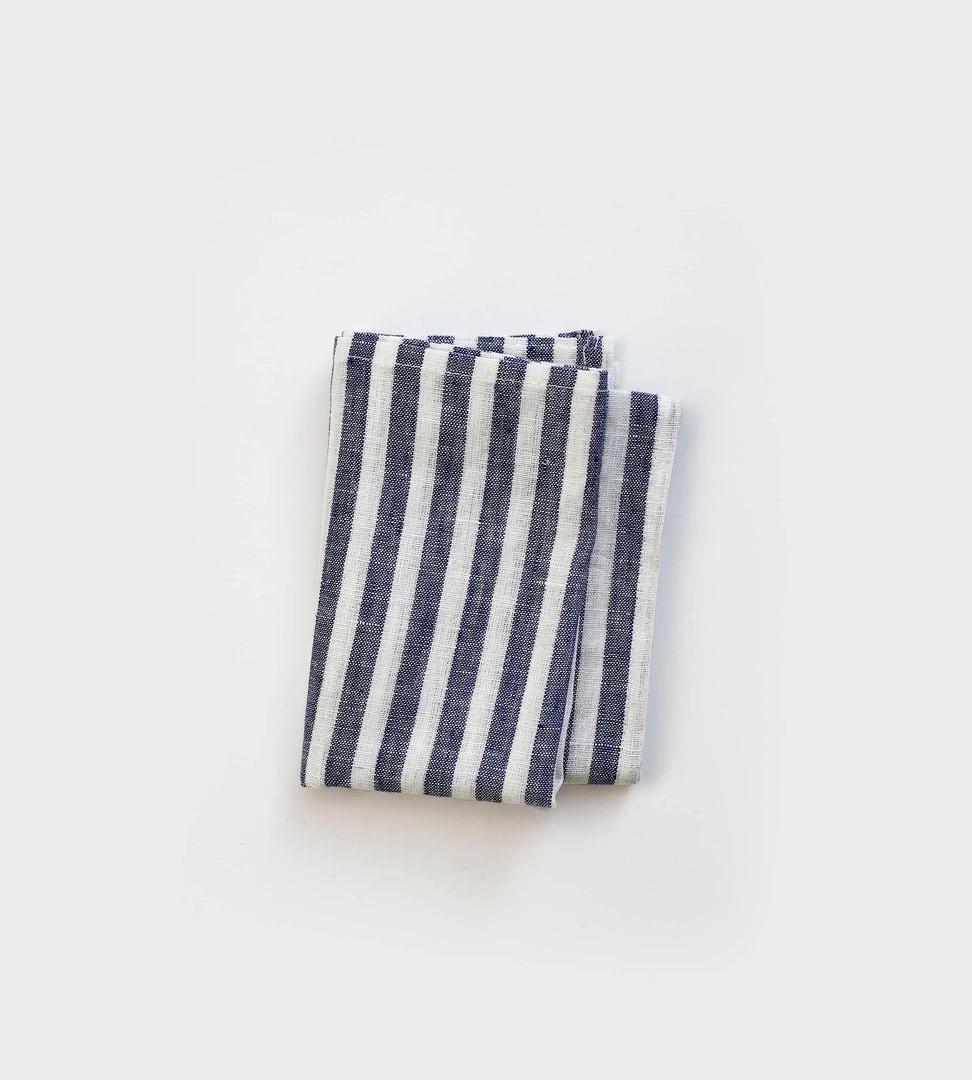 Homewares Fog Linen Tea Towel | White Blue Stripe