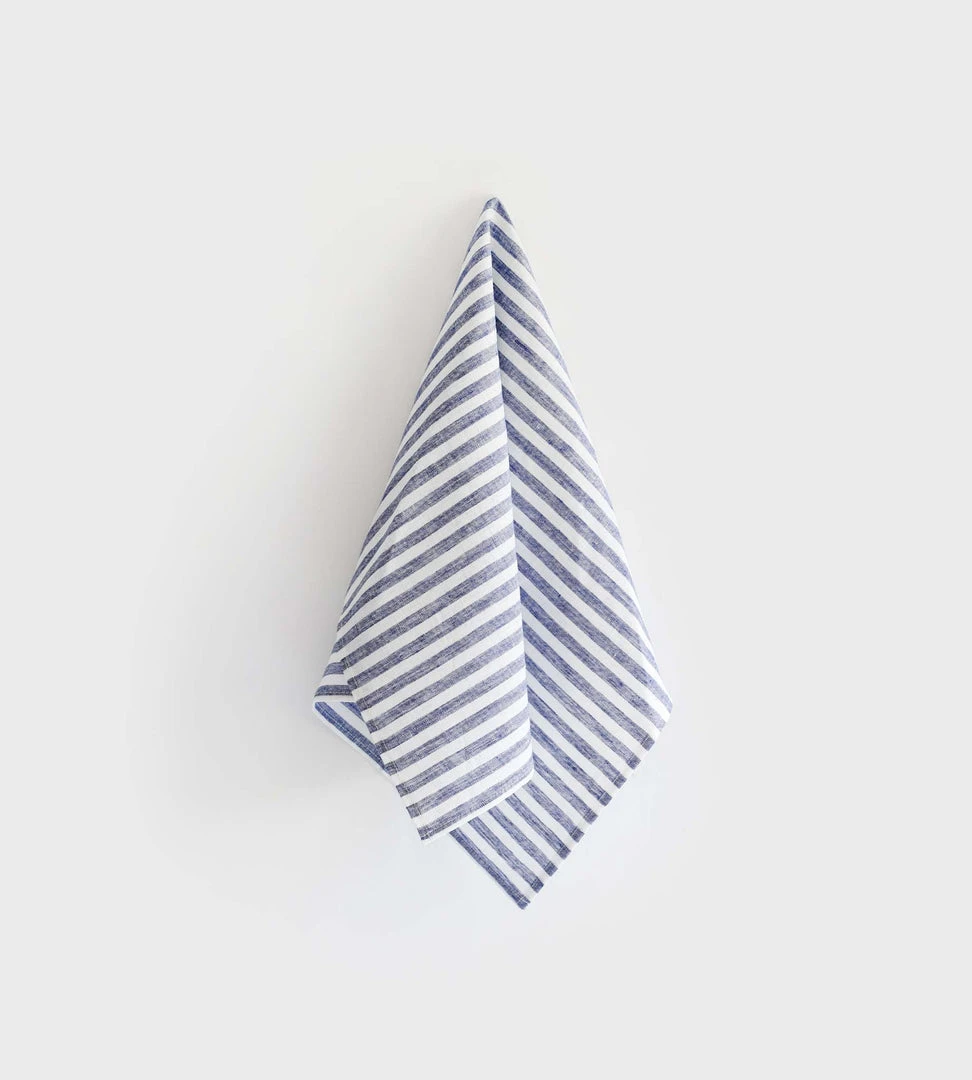 Homewares Fog Linen Tea Towel | White Blue Stripe