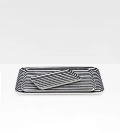 Fog Linen Tray | Jack Stripe | White & Dark Navy Stripe