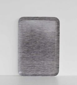 Homewares Fog Linen Tray | Grey And White Stripe