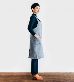 Fog Linen | Work Cross Apron | Herringbone Homewares