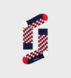 Happy Socks | Men's Filled Optic Sock | Red Navy Fashion + Beauty