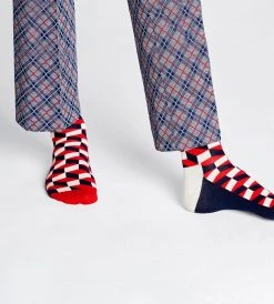 Happy Socks | Men's Filled Optic Sock | Red Navy Fashion + Beauty