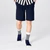 Fashion + Beauty Happy Socks | Men's Half Stripe Sock | Navy Cream