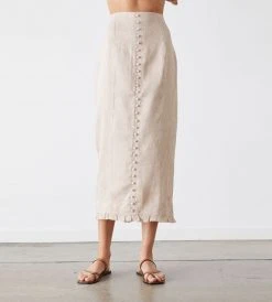 Joslin | Eden Linen Silk Stripe Skirt | Ginger Butter Stripe