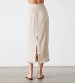 Joslin | Eden Linen Silk Stripe Skirt | Ginger Butter Stripe