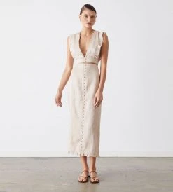 Joslin | Eden Linen Silk Stripe Skirt | Ginger Butter Stripe