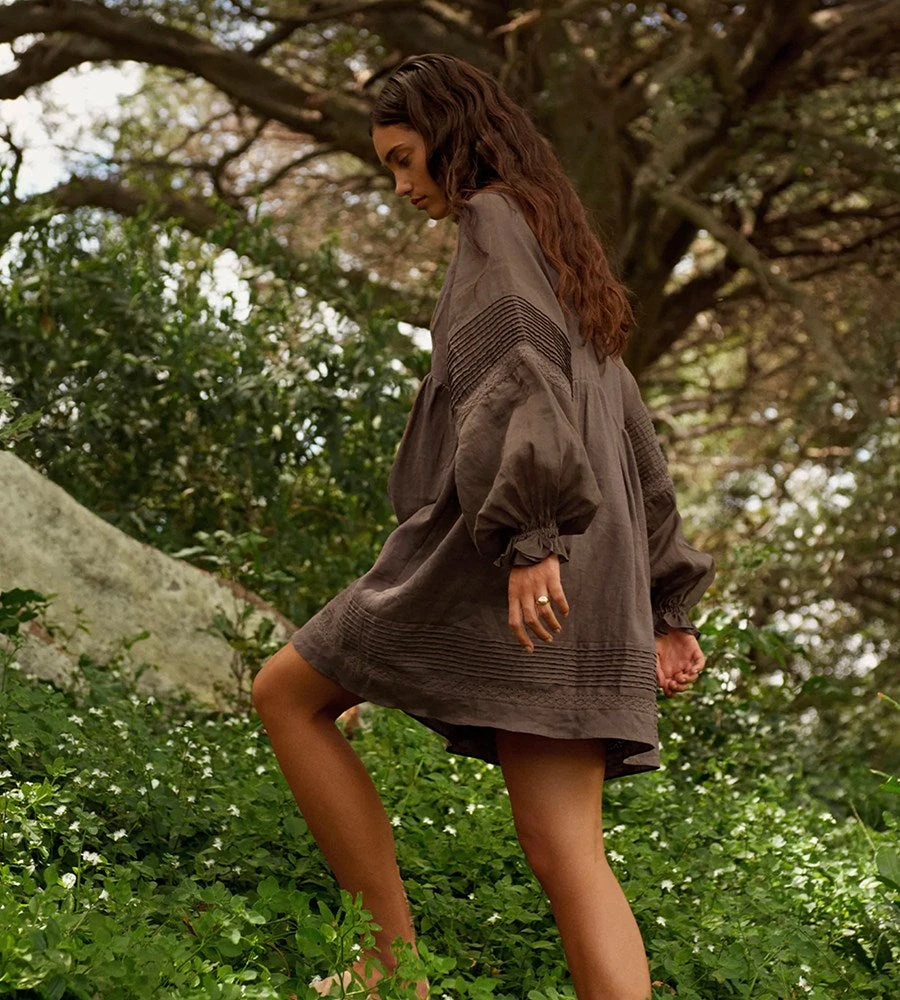 Coming Soon + Preorder Joslin | Lillian 4.0 Linen Ramie Smock Dress | Forest