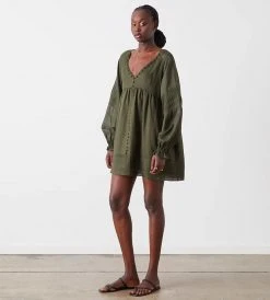 Coming Soon + Preorder Joslin | Lillian 4.0 Linen Ramie Smock Dress | Forest