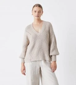 Fashion + Beauty Joslin | Payton Linen Cotton Knit | Flax Marle