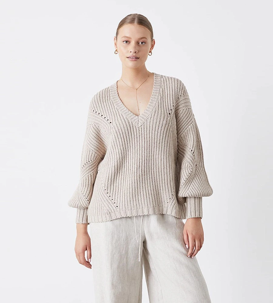 Fashion + Beauty Joslin | Payton Linen Cotton Knit | Flax Marle