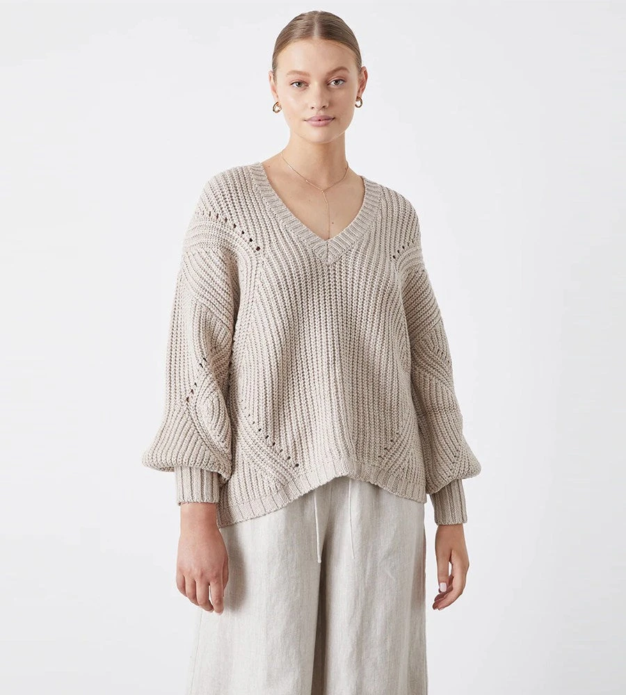 Fashion + Beauty Joslin | Payton Linen Cotton Knit | Flax Marle