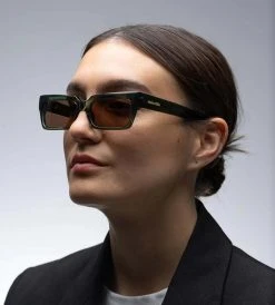 New In Fashion Jules Mila | Sunglasses | Green Frame With Brown Lens
