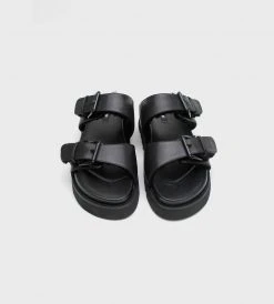 Fashion + Beauty La Tribe | Shearling Buckle Slide | Black