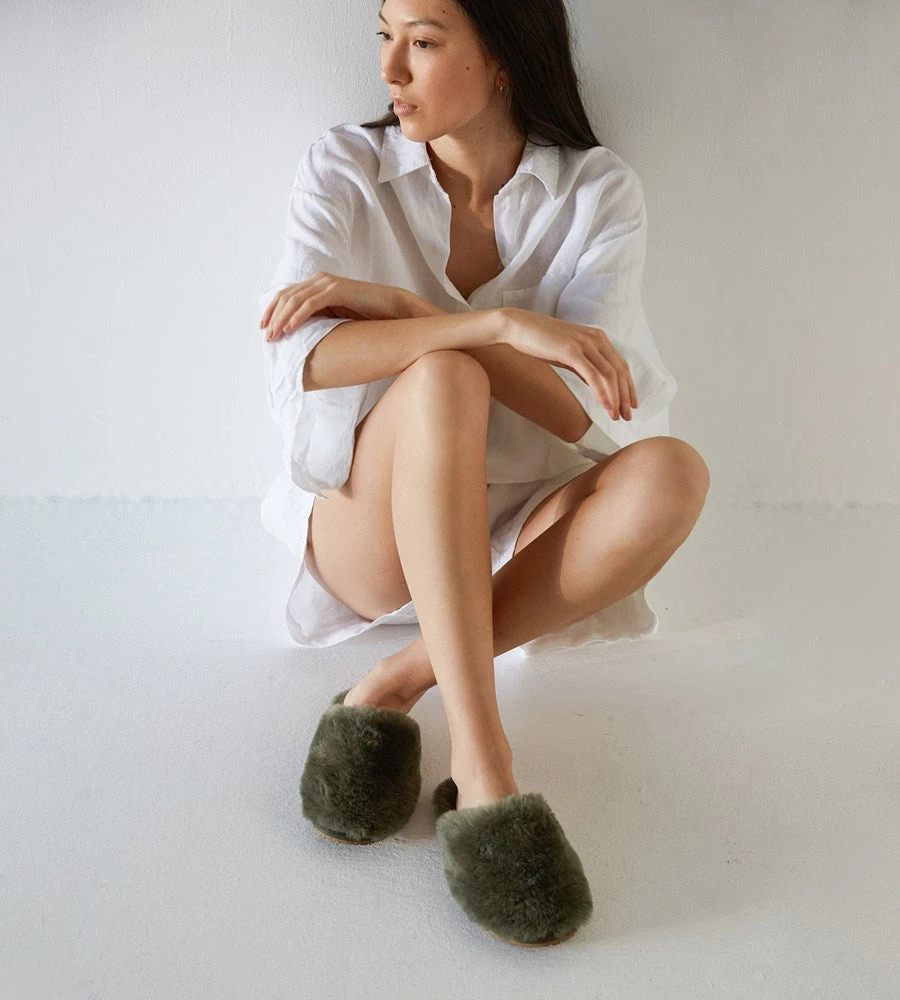 La Tribe | Sheepy Slip On | Moss New In Fashion