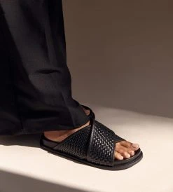 La Tribe | Woven Crossover Slide | Black Fashion + Beauty