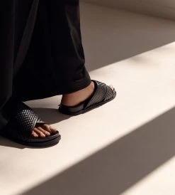La Tribe | Woven Crossover Slide | Black Fashion + Beauty