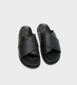 La Tribe | Woven Crossover Slide | Black Fashion + Beauty