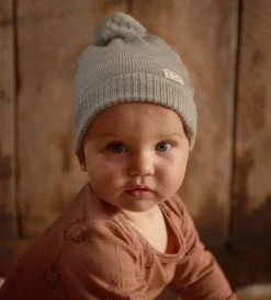 Nature Baby | Alpine Pom Pom Beanie | Light Grey Marl Baby + Child
