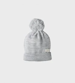 Nature Baby | Alpine Pom Pom Beanie | Light Grey Marl Baby + Child