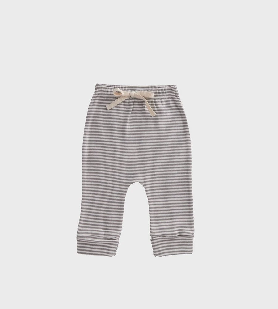 Nature Baby | Cotton Drawstring Pants | Grey Marl Stripe Baby + Child