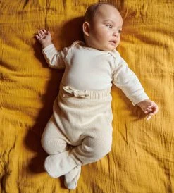 Nature Baby | Cotton Knit Footed Romper | Oatmeal Marl
