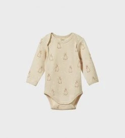 Nature Baby | Long Sleeve Bodysuit | Bunny Tales Oatmeal Marl Print