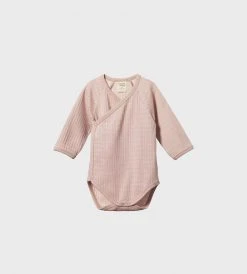 Baby + Child Nature Baby | Long Sleeve Pointelle Kimono Bodysuit | Rose Bud