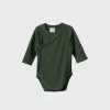 Nature Baby | Mer Ess Long Sleeve Kimono Bodysuit Pointelle | Thyme