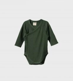Nature Baby | Mer Ess Long Sleeve Kimono Bodysuit Pointelle | Thyme