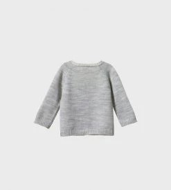 Nature Baby | Merino Knit Cardigan | Light Grey Marl Baby + Child