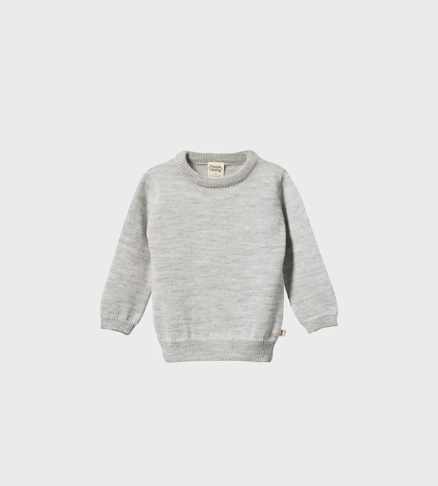Nature Baby | Merino Knit Pullover Jumper | Light Grey Marl