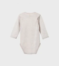 Nature Baby | Merino Long Sleeve Bodysuit | Light Grey Marl Baby + Child