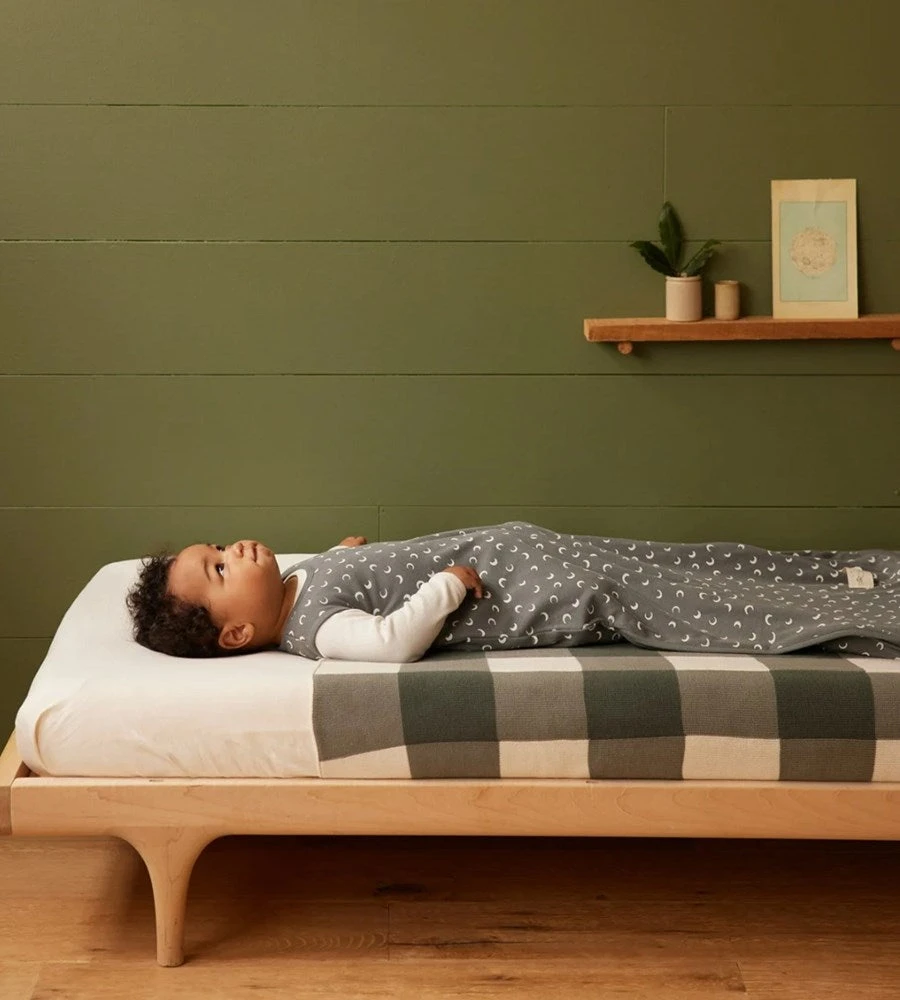 Nature Baby | Organic Cotton & Merino Sleeping Bag | Mini Crescent Moon Grey Print
