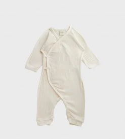 Nature Baby | Pointelle Kimono Stretch & Grow One Piece | Natural