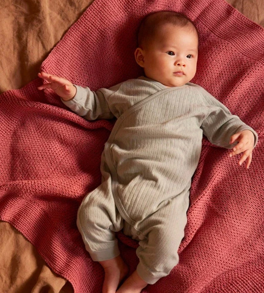 Nature Baby | Pointelle Kimono Stretch & Grow One Piece | Moonrise Baby + Child