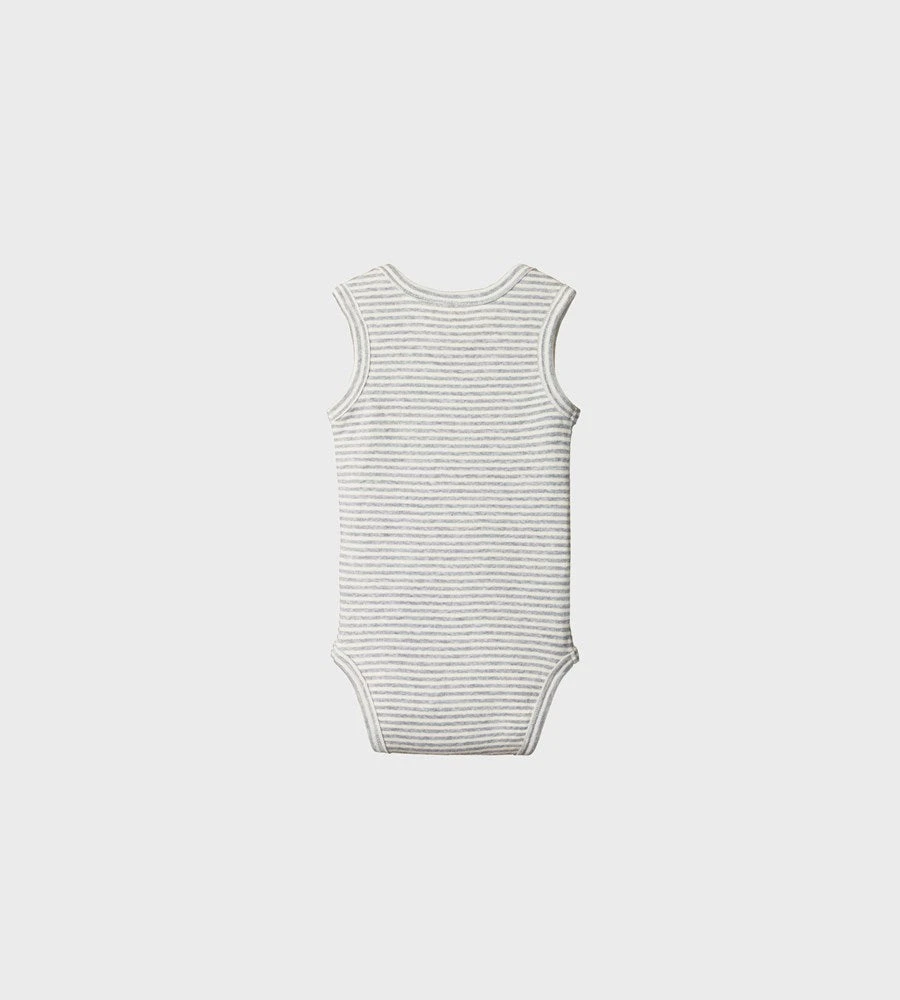 Nature Baby | Singlet Bodysuit | Grey Marle Stripe Baby + Child