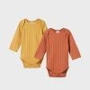 Baby + Child Nature Baby | Two Pack Derby Long Sleeve Bodysuit | Chai/Biscuit
