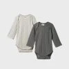 Baby + Child Nature Baby | Two Pack Derby Long Sleeve Bodysuit | Light Grey Marl/ Charcoal Marl