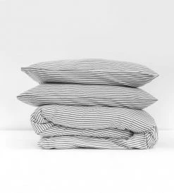 Seneca | Classic Ticking Stripe Duvet Set | Black