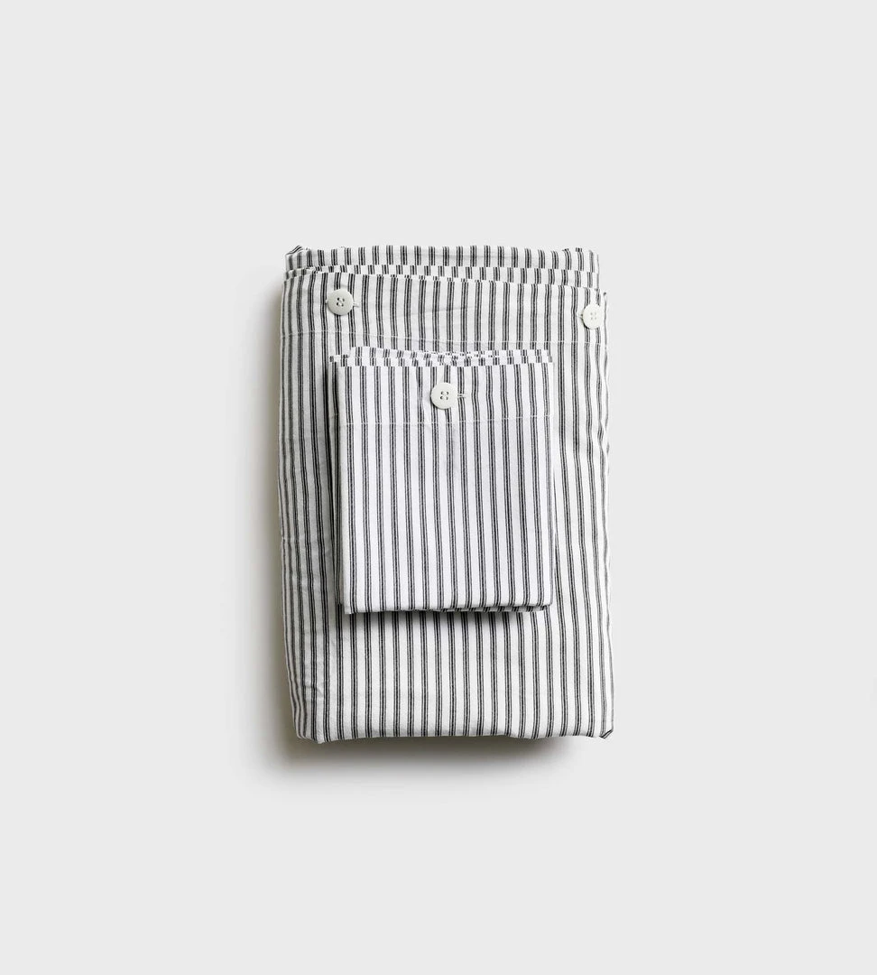 Seneca | Classic Ticking Stripe Duvet Set | Black