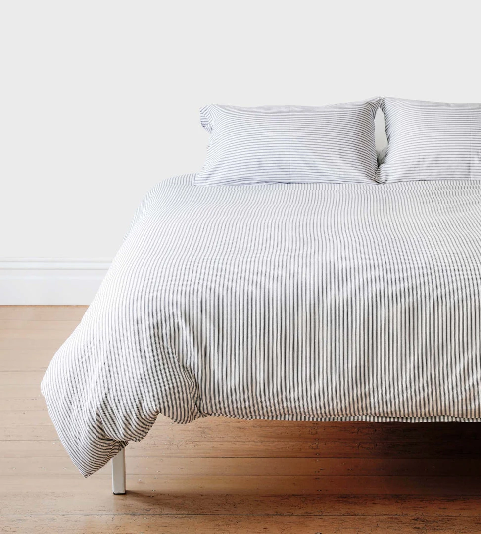 Seneca | Classic Ticking Stripe Duvet Set | Black