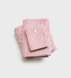 Seneca | Classic Ticking Stripe Sheet Set | Red Homewares