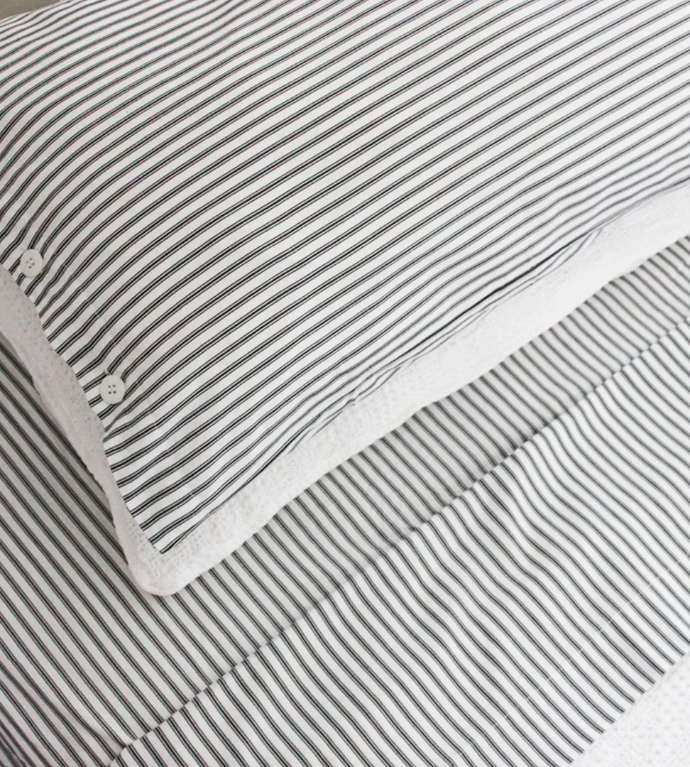 Seneca | Classic Ticking Stripe Duvet Set | Black