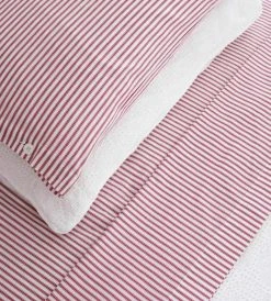 Seneca | Classic Ticking Stripe Sheet Set | Red Homewares