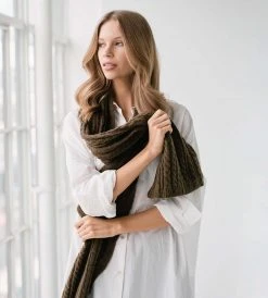 Sophie | Cosy Cable Scarf | Khaki New In Fashion