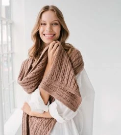 Sophie | Cosy Cable Scarf | Mink New In Fashion