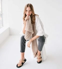 Sophie | Cosy Cable Scarf | Oat New In Fashion