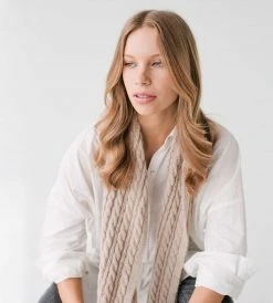 Sophie | Cosy Cable Scarf | Oat New In Fashion